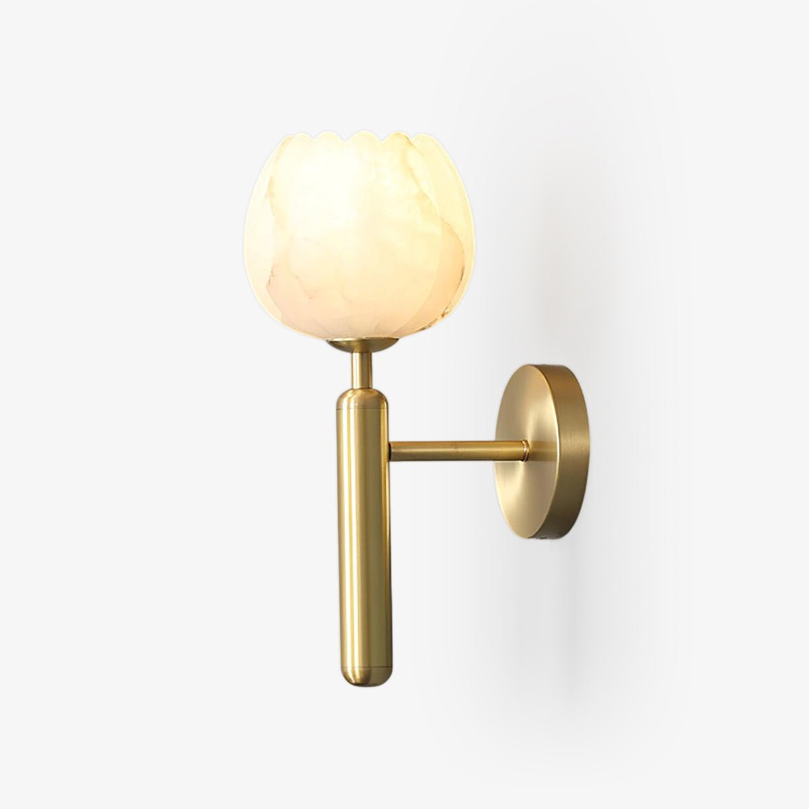 Mian – Wandlamp van Messing met Alabaster Bloem