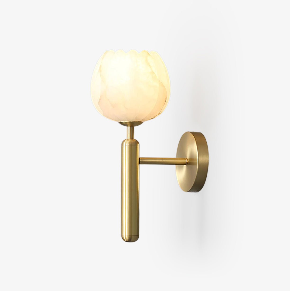 Mian – Wandlamp van Messing met Alabaster Bloem