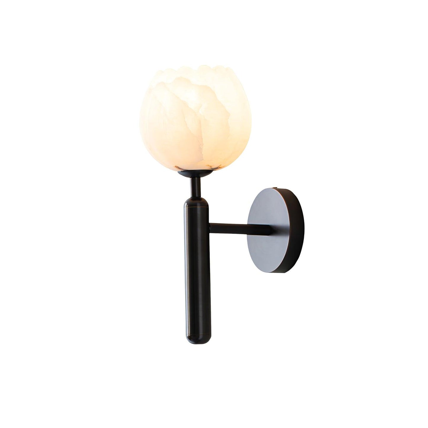 Mian – Wandlamp van Messing met Alabaster Bloem