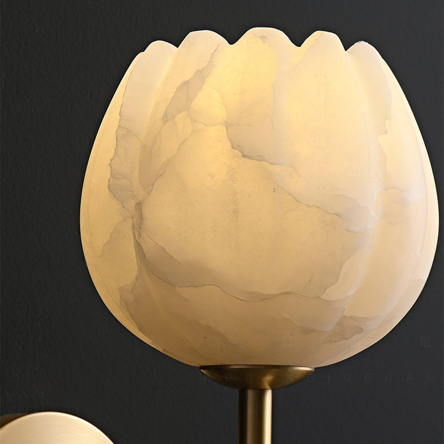 Mian – Wandlamp van Messing met Alabaster Bloem