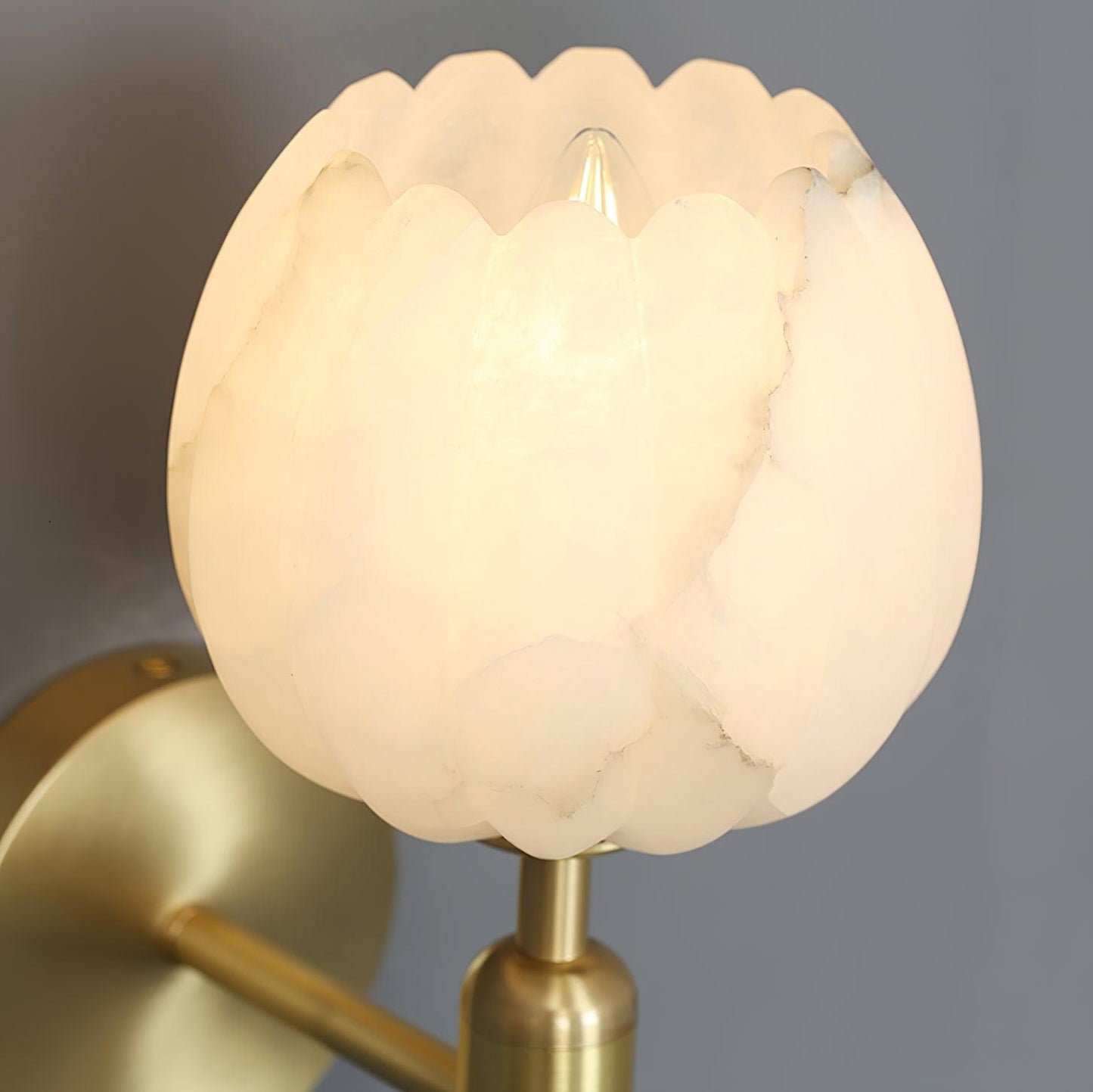 Mian – Wandlamp van Messing met Alabaster Bloem