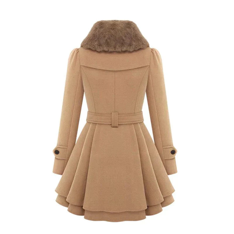 Stijlvolle Dames Trenchcoat met Vegan Bont – Perfect voor de Winter