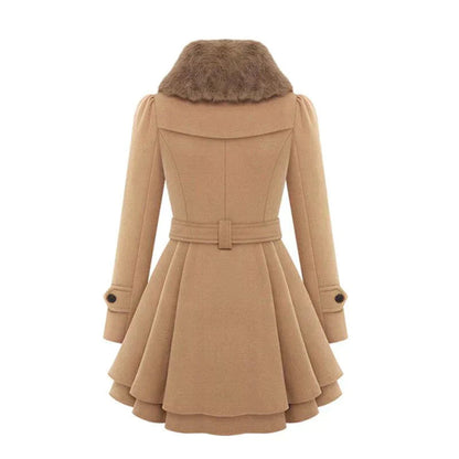 Stijlvolle Dames Trenchcoat met Vegan Bont – Perfect voor de Winter