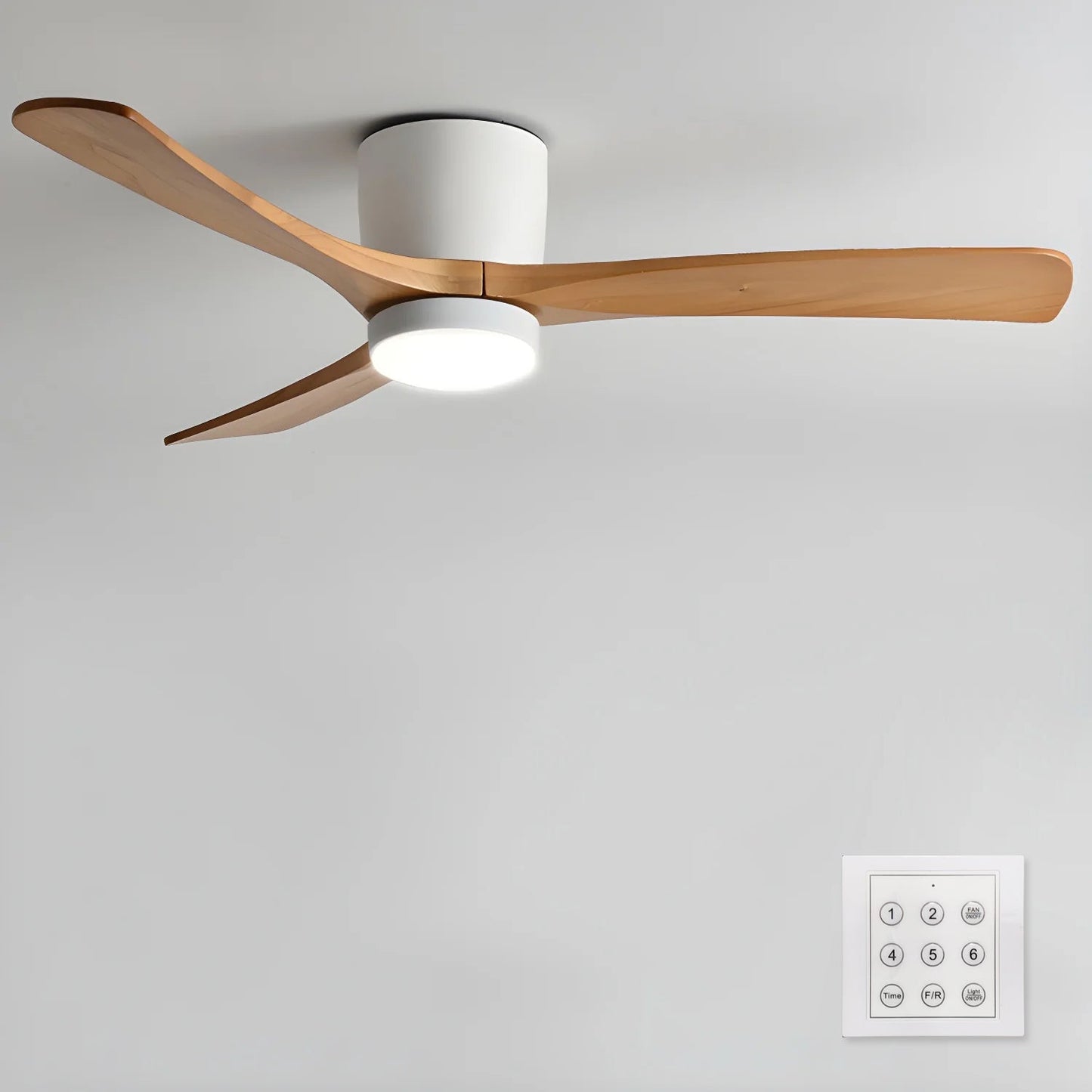 Noordse Houten Plafondventilator met LED