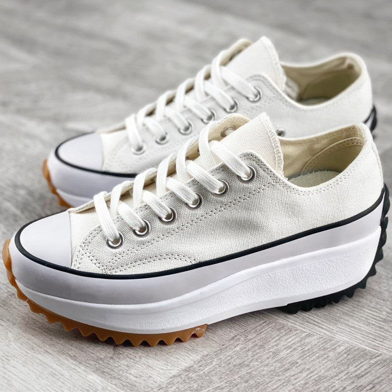 Dames Platform Sneakers – Trendy Lage Canvas Schoenen met Dikke Zool
