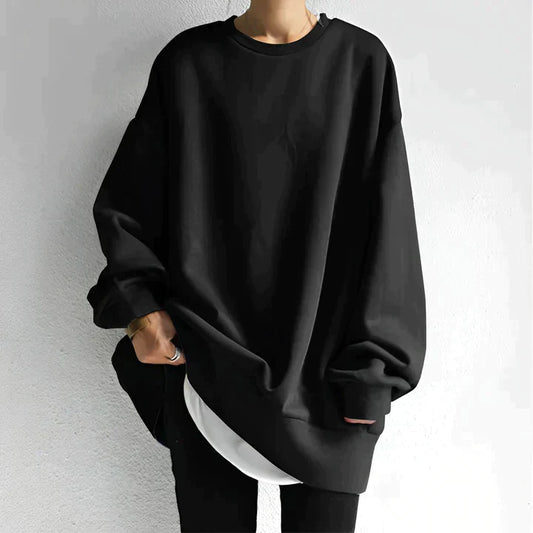 Oversized Zwarte Damestrui – Comfortabele Casual Sweater met Lange Mouwen
