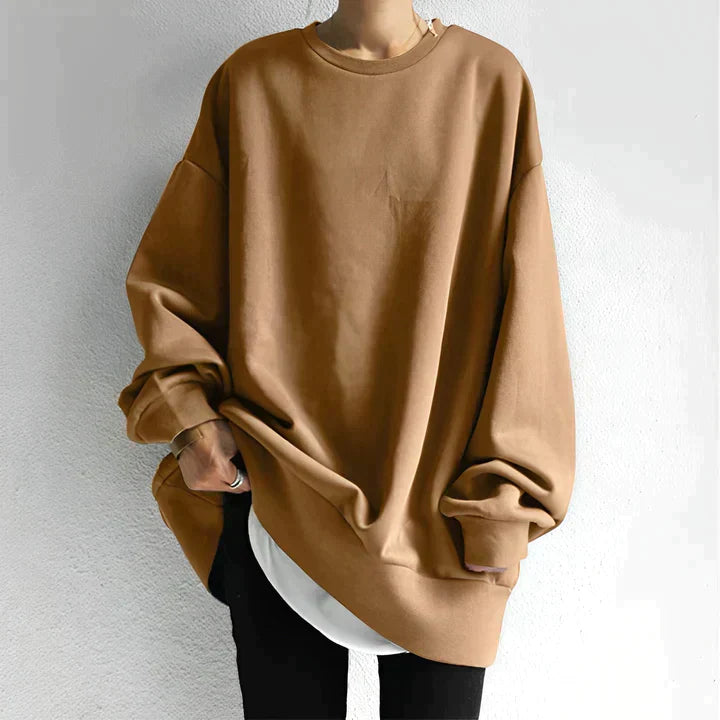 Oversized Schwarzer Damenpullover – Bequemer Freizeitpullover mit langen Ärmeln