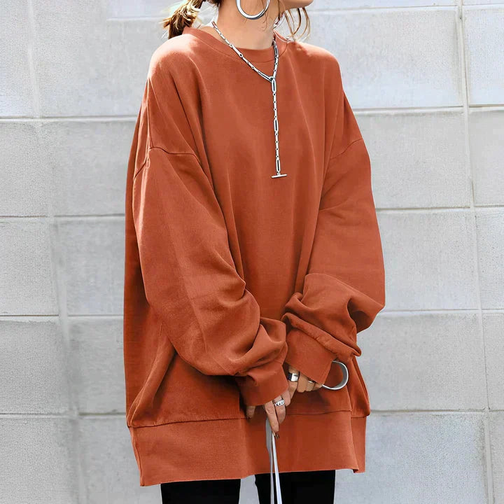 Oversized Schwarzer Damenpullover – Bequemer Freizeitpullover mit langen Ärmeln