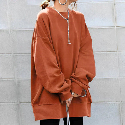 Oversized Schwarzer Damenpullover – Bequemer Freizeitpullover mit langen Ärmeln