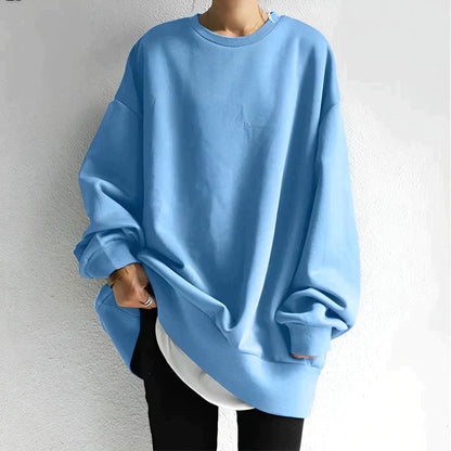 Oversized Schwarzer Damenpullover – Bequemer Freizeitpullover mit langen Ärmeln