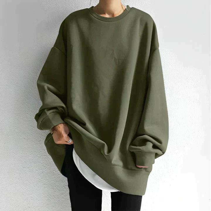 Oversized Schwarzer Damenpullover – Bequemer Freizeitpullover mit langen Ärmeln