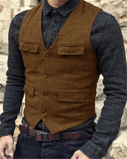 Heren Gilet – Slim Fit – Single-Breasted – Verstelbare Achterband – Formele Kleding