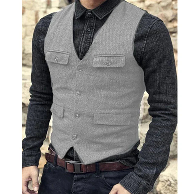 Heren Gilet – Slim Fit – Single-Breasted – Verstelbare Achterband – Formele Kleding