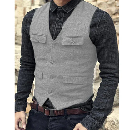 Heren Gilet – Slim Fit – Single-Breasted – Verstelbare Achterband – Formele Kleding