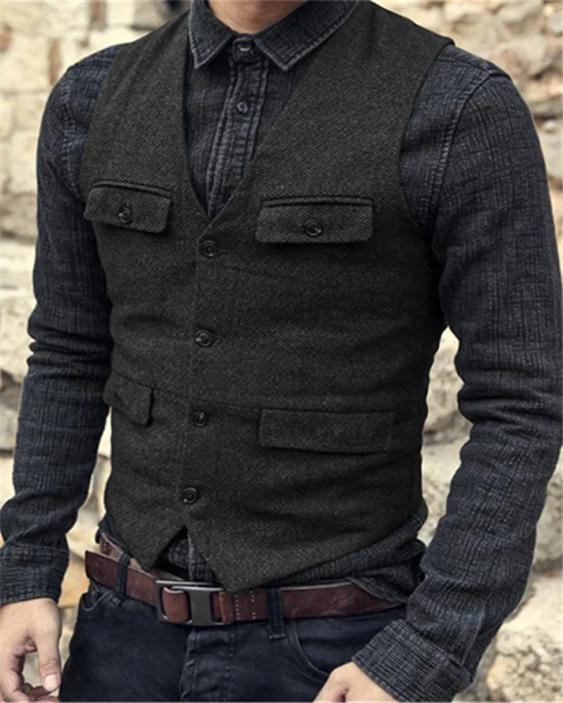 Heren Gilet – Slim Fit – Single-Breasted – Verstelbare Achterband – Formele Kleding