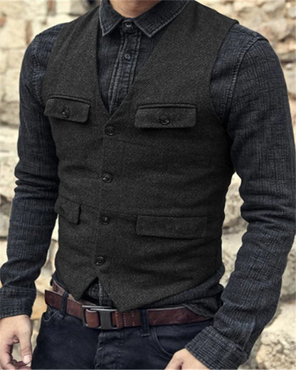 Heren Gilet – Slim Fit – Single-Breasted – Verstelbare Achterband – Formele Kleding