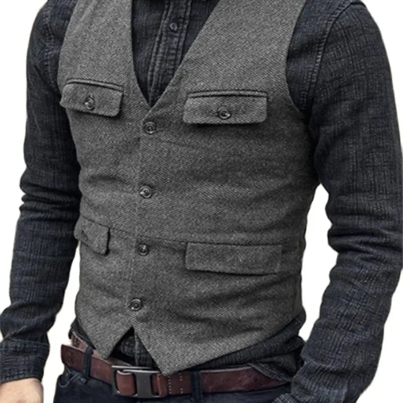 Heren Gilet – Slim Fit – Single-Breasted – Verstelbare Achterband – Formele Kleding