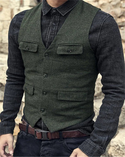 Heren Gilet – Slim Fit – Single-Breasted – Verstelbare Achterband – Formele Kleding