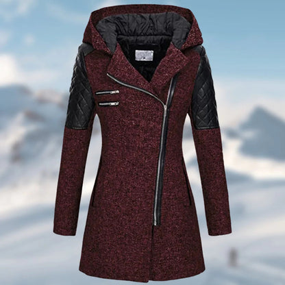 Damenjacke mit asymmetrischem Reißverschluss und Kapuze