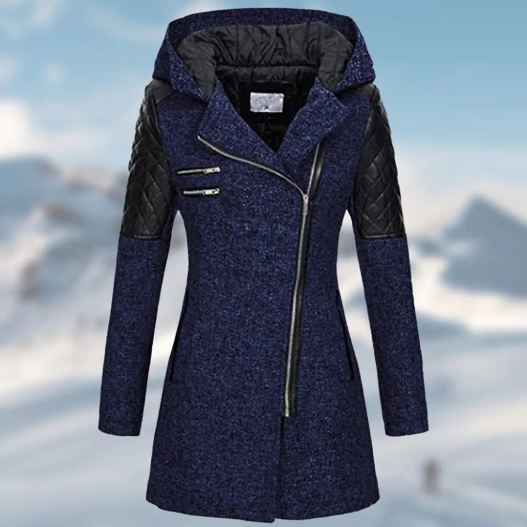 Damenjacke mit asymmetrischem Reißverschluss und Kapuze