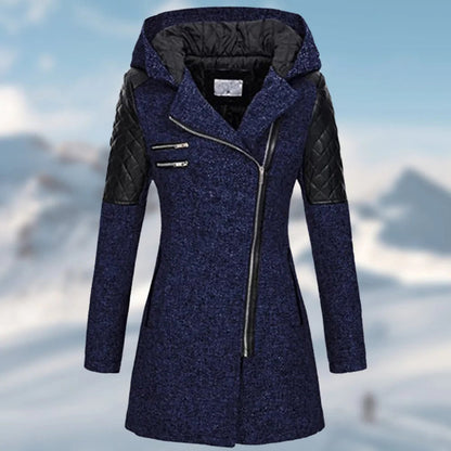 Damenjacke mit asymmetrischem Reißverschluss und Kapuze