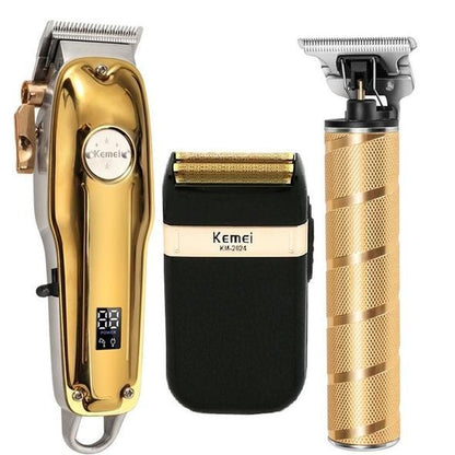 Professionele Haartrimmer Set - 3-in-1  Draadloze Tondeuse, T-Blade & Scheerapparaat voor Mannen