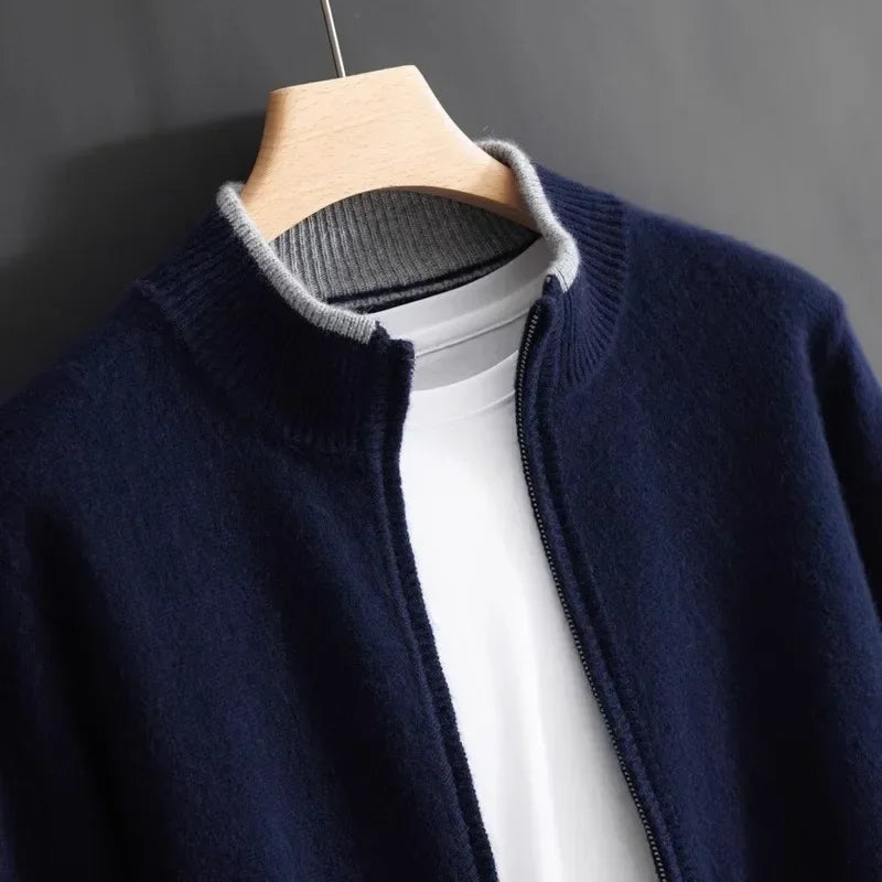 Heren Cashmere Vest met Rits – Warm & Elegant