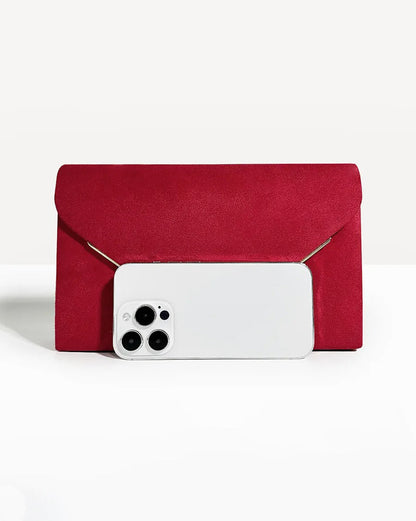Fluwelen Envelope Clutch – Suède Look voor Avondelijke Elegantie