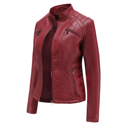 Dames Leren Jas met Tijdloze Elegante Look