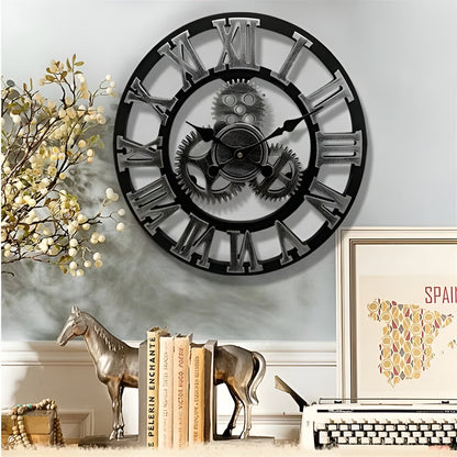 RetroTimeless – Vintage Houten Wandklok in Industriële Stijl