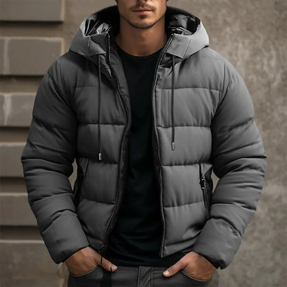 Herren Schwarze Steppjacke mit Kapuze - Warm und Stilvoll für den Winter