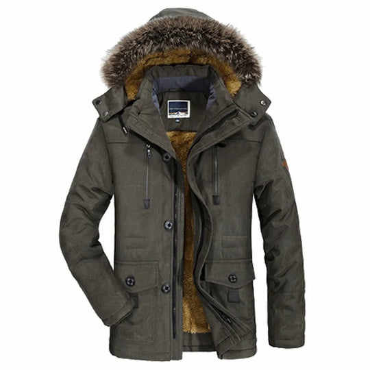 Herren Warme Winterjacke mit Kapuze – Winddicht & Bequem für Kalte Tage