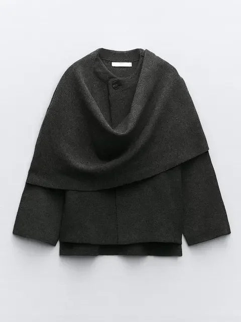 Gebreide Capejas met Sjaal voor Dames in Elegante Herfststijl
