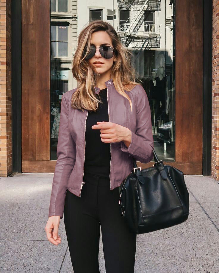 Dames Slim-Fit Leren Jas - Modern en Stijlvol