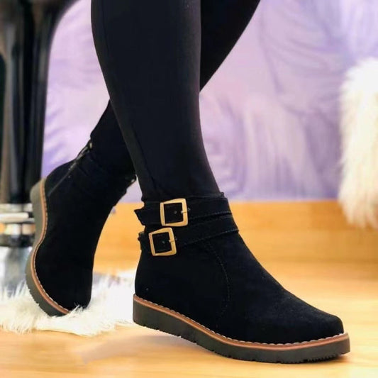 Damen Stiefeletten mit Wildlederoptik – Flach & Langlebig für Jeden Tag