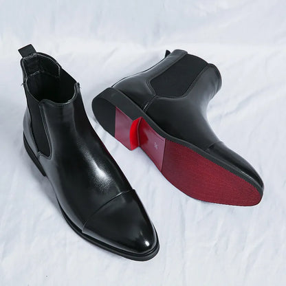 Heren Enkelboots met Rode Zool – Stijlvolle Chelsea Laarzen voor Elke Gelegenheid