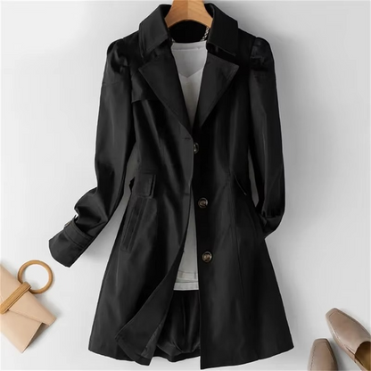 Elegante Middellange Trenchcoat voor Dames – Perfect voor Herfst & Winter
