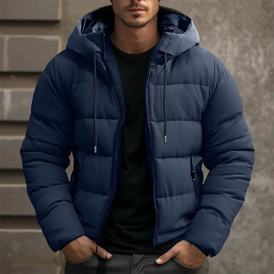 Herren Schwarze Steppjacke mit Kapuze - Warm und Stilvoll für den Winter