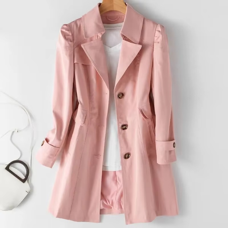 Elegante Middellange Trenchcoat voor Dames – Perfect voor Herfst & Winter