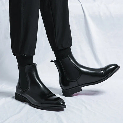 Heren Enkelboots met Rode Zool – Stijlvolle Chelsea Laarzen voor Elke Gelegenheid