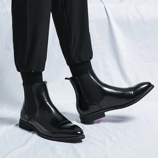 Heren Enkelboots met Rode Zool – Stijlvolle Chelsea Laarzen voor Elke Gelegenheid