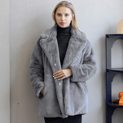 Dames Elegante Imitatiebontjas – Warm & Stijlvol voor Herfst en Winter