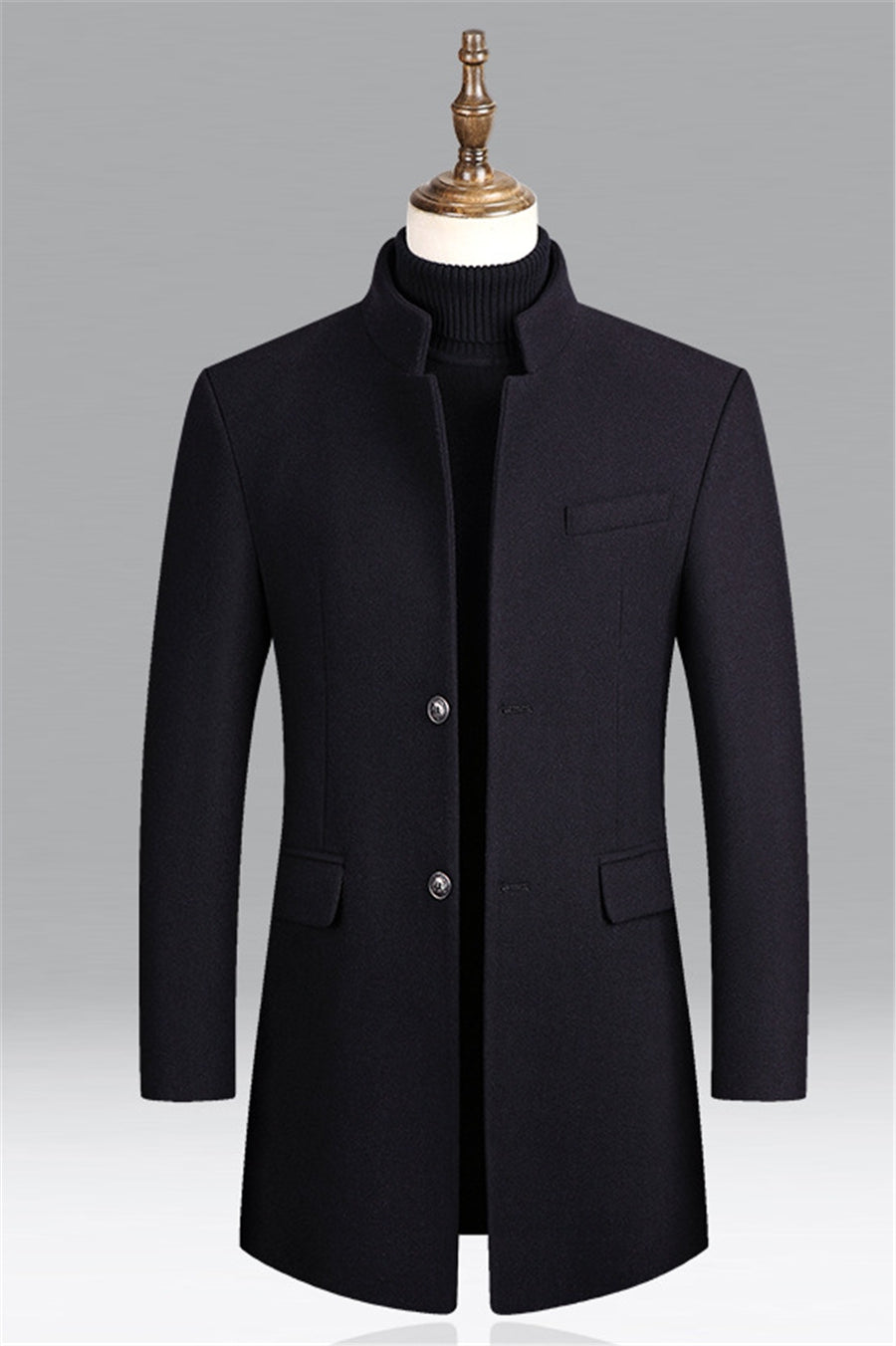 Herrenmantel mit Stehkragen – Eleganter Wintermantel aus Wollmischung
