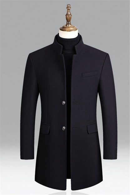 Herrenmantel mit Stehkragen – Eleganter Wintermantel aus Wollmischung