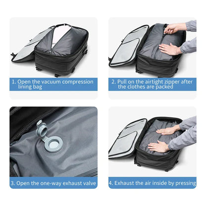 Anti-Diefstal Rugzak – 60L Reisrugzak met Vacuum Compressie