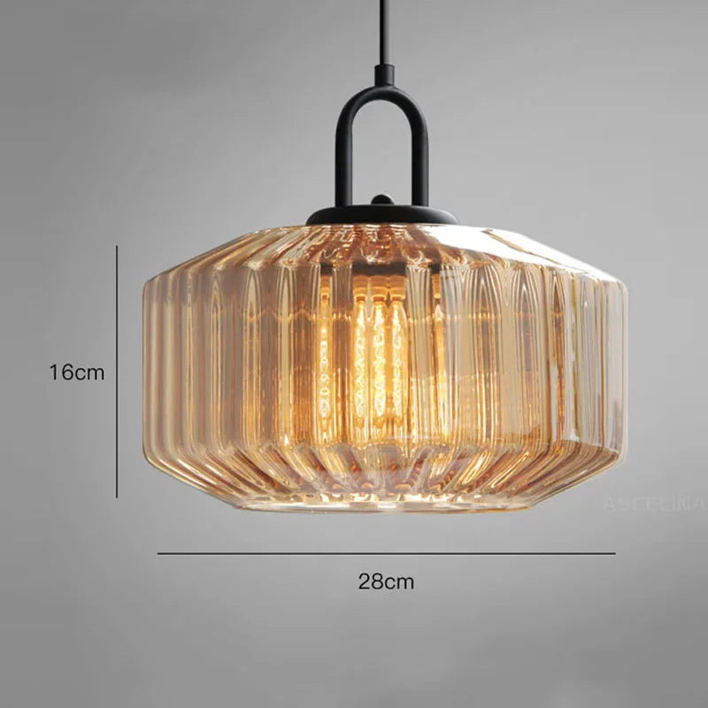 Retro Glazen Loft Hanglamp met LED – Nordic Stijl voor Woonkamer & Slaapkamer