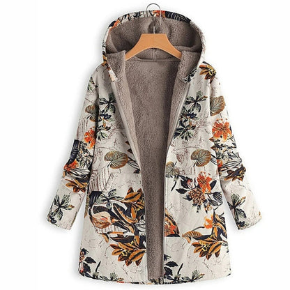 Warme Damesjas met Bloemenprint – Casual & Comfortabel voor Herfst/Winter