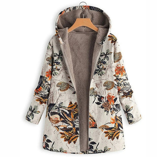 Warme Damesjas met Bloemenprint – Casual & Comfortabel voor Herfst/Winter