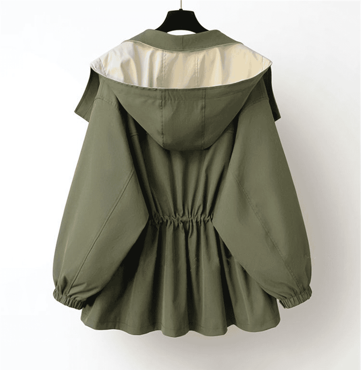 Oversized Damenjacke mit Kapuze – Zweifarbig & Geschichtet
