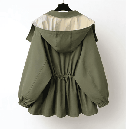 Oversized Damenjacke mit Kapuze – Zweifarbig & Geschichtet